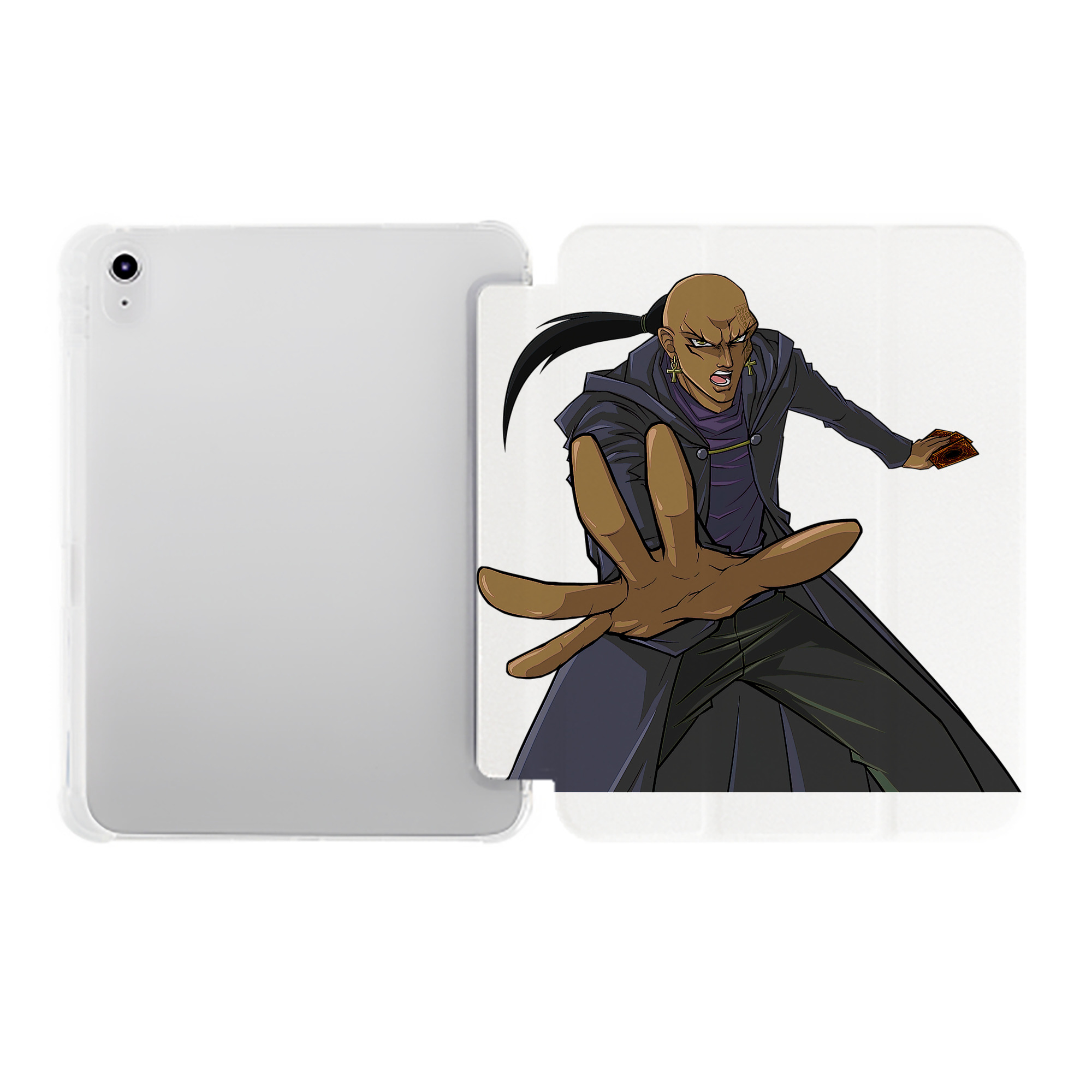 （画像用） 遊☆戯☆王 Yu-Gi-Oh! IPad ケース ペン収納付き 三つ折りスタンド PUレザー×シリコン 対応機種9.5/10.5/10.9インチ